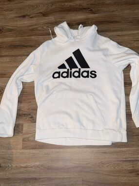 adidas White Fleece Golf Hoodie with Black Tag Detail